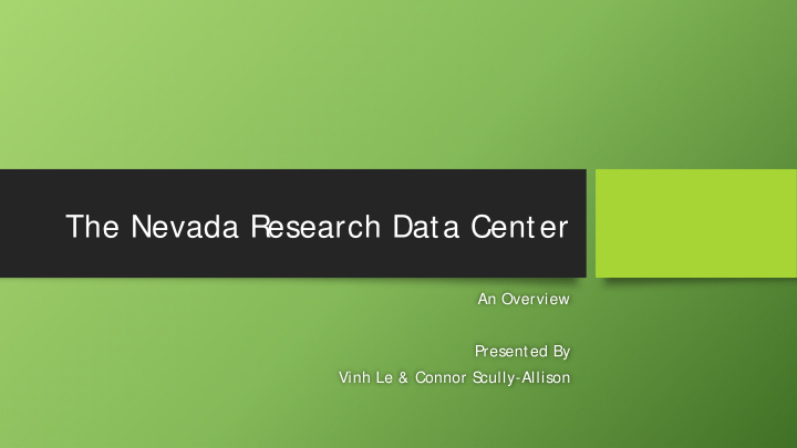 the nevada research data center