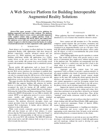 A Web Service Platform for Building Interoperable  Augmented Reality Solutions  Petros