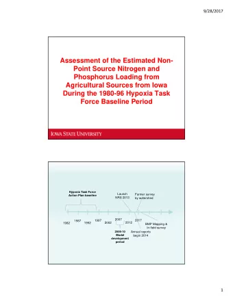Assessment of the Estimated Non-  Point Source Nitrogen and  Phosphorus Loading from  Agricultural