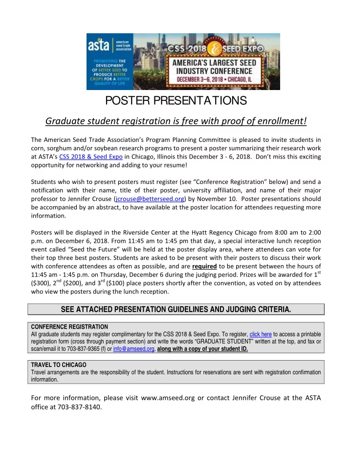 poster presentations graduate student registration is