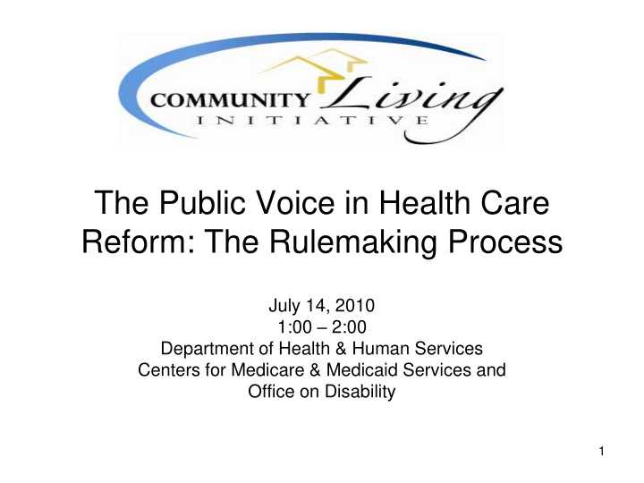 the public voice in health care reform the rulemaking