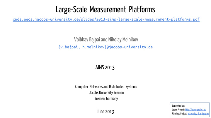 large scale measurement platforms
