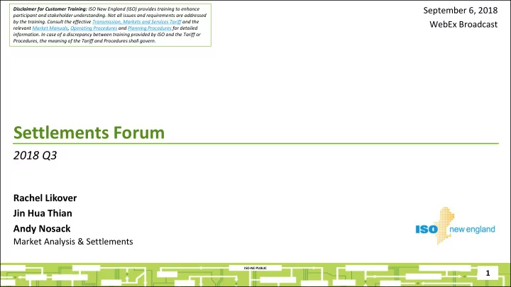 settlements forum