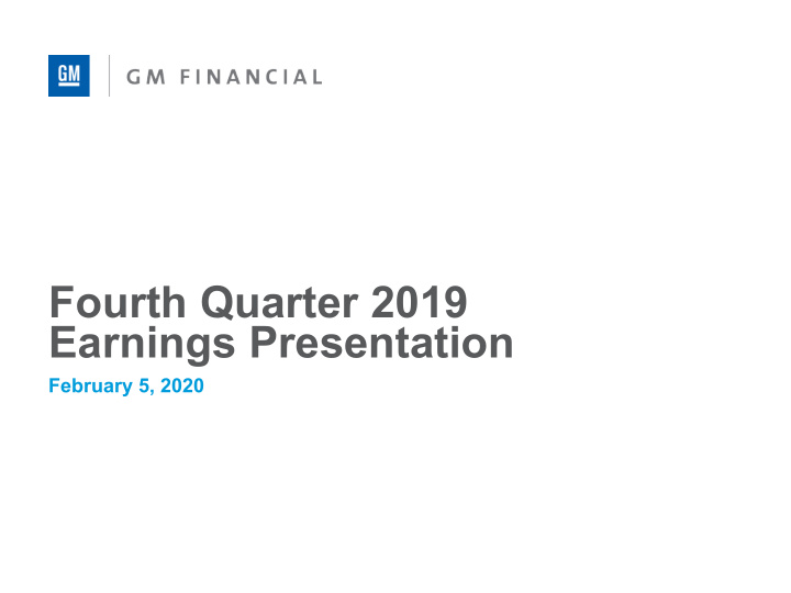fourth quarter 2019 earnings presentation