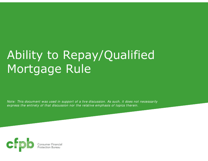 ability to repay qualified mortgage rule