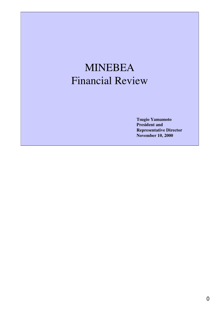 minebea financial review