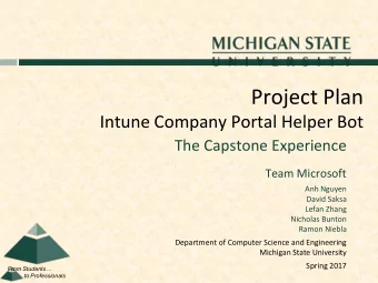 Project Plan  Intune Company Portal Helper Bot  The Capstone Experience  Team Microsoft  Anh Nguyen