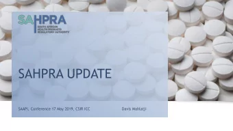 SAHPRA UPDATE  SAAPI, Conference 17 May 2019, CSIR ICC                           Davis Mahlatji