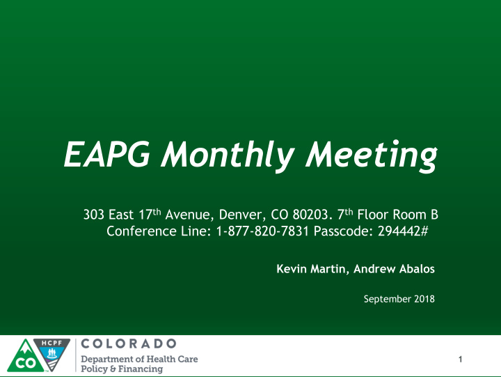 eapg monthly meeting