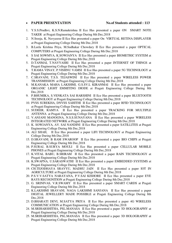 26 k v v hemalatha ii ece has presented a paper internet