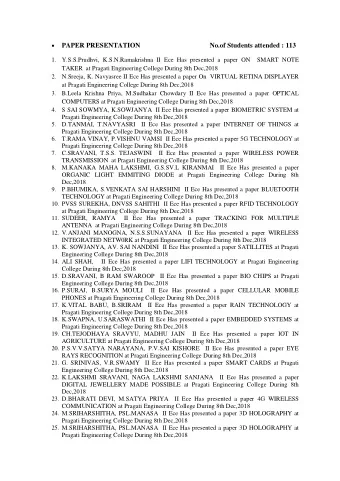 26. K.V.V.HEMALATHA  II Ece Has presented a paper  INTERNET at Pragati Engineering  College During