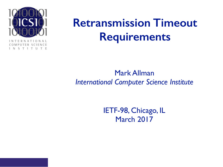 retransmission timeout requirements