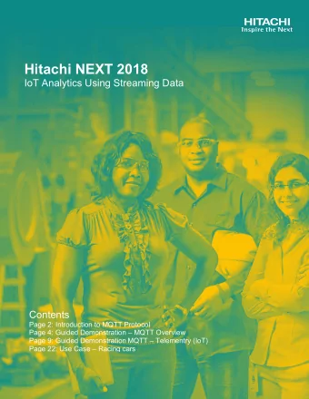 Hitachi NEXT 2018  IoT Analytics Using Streaming Data  Contents  Page 2: Introduction to MQTT