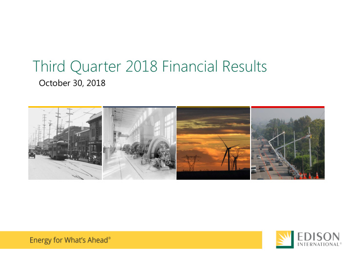 third quarter 2018 financial results