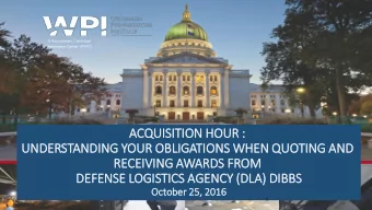 UNDERSTANDING YOUR OBL  BLIGATIONS WHEN QUOTING AN  AND  RECEIVING AWARDS FROM  DEF  EFENSE