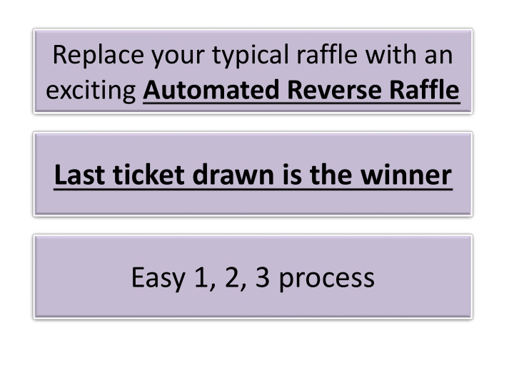 last ticket drawn is the winner easy 1 2 3 process we