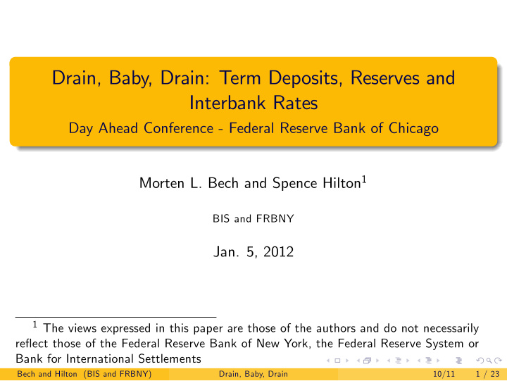 drain baby drain term deposits reserves and interbank