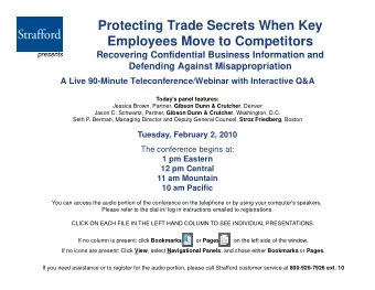 Protecting Trade Secrets When Key  Employees Move to Competitors  Recovering Confidential Business