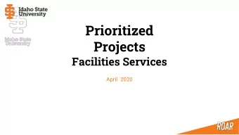 Prioritized  Projects  Facilities Services  April  2020  OVERVIEW  169 Projects:  16 Classroom