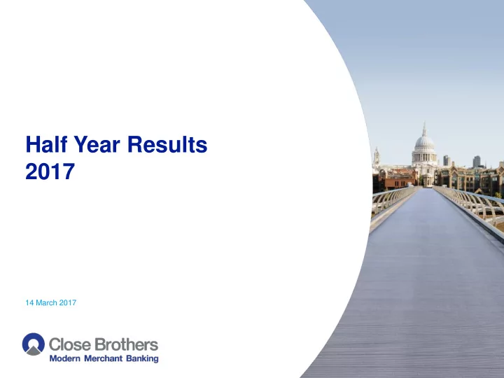 ours half year results 2017 14 march 2017 ours disclaimer