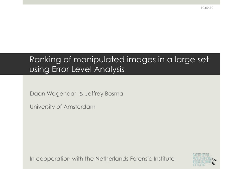 ranking of manipulated images in a large set using error