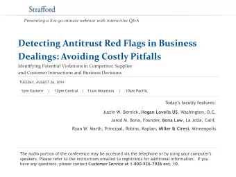 Detecting Antitrust Red Flags in Business  Dealings: Avoiding Costly Pitfalls  Identifying