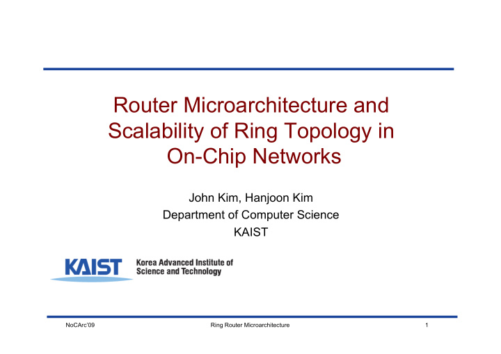 router microarchitecture and scalability of ring topology