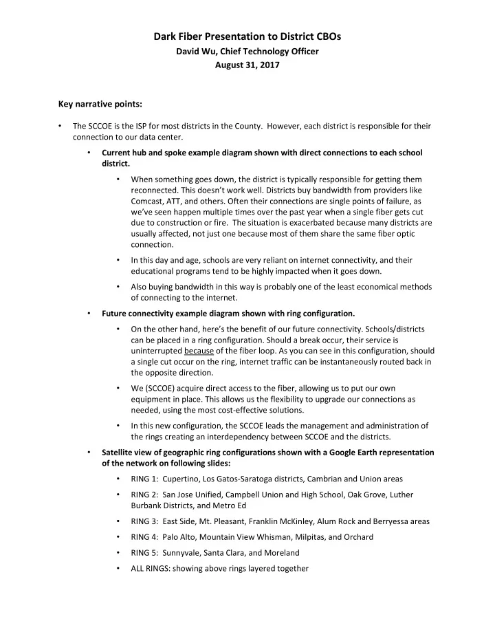 key narrative points the sccoe is the isp for most