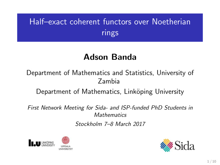 half exact coherent functors over noetherian rings adson