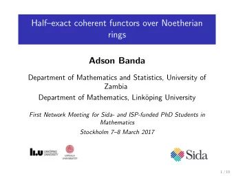 Halfexact coherent functors over Noetherian  rings  Adson Banda  Department of Mathematics and