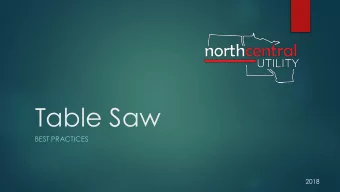 Table Saw  BEST PRACTICES  2018  Table Saw Purpose  NCUs Table Saw Purposes  Cutting