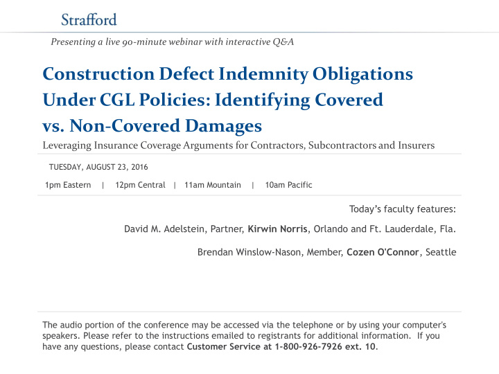 construction defect indemnity obligations under cgl