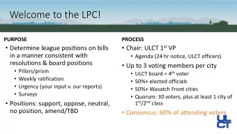 Welcome to the LPC!  PURPOSE  PROCESS  Chair: ULCT 1 st VP  Determine league positions on