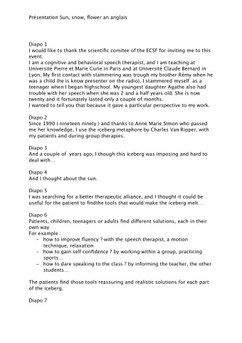 Prsentation Sun, snow, flower an anglais  Diapo 1  I would like to thank the scientific comitee