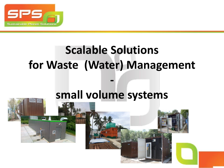scalable solutions for waste water management small