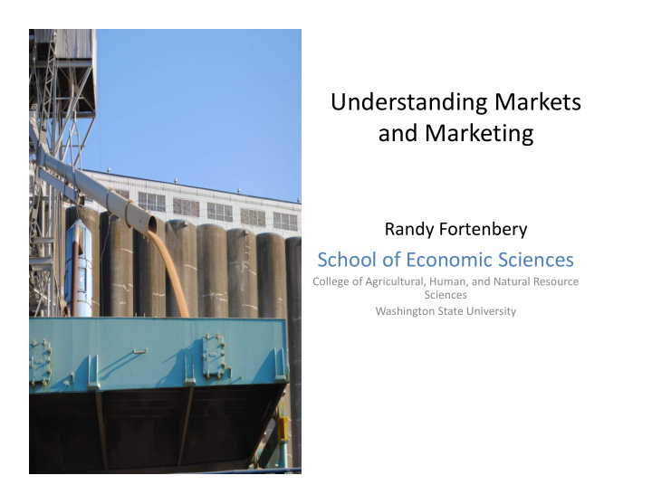 understanding markets and marketing