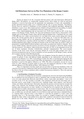 Soil Disturbance Surveys in Pine Tree Plantations of the Basque Country Gonzlez-Arias, A. 1 ,