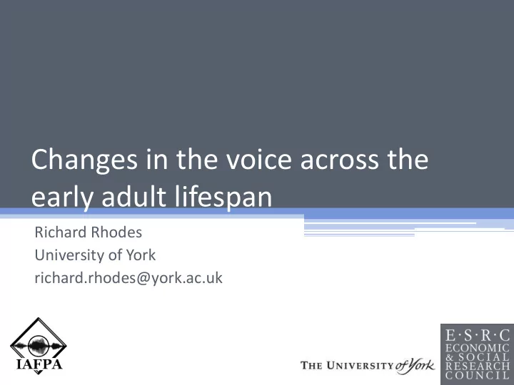 early adult lifespan