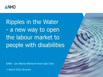 Ripples in the Water  - a new way to open  the labour market to  people with disabilities KAM