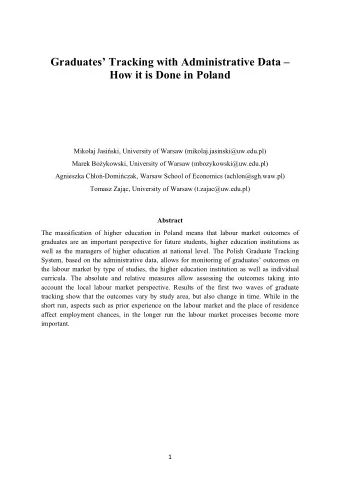 Graduates Tracking with Administrative Data   How it is Done in Poland Miko  aj Jasi