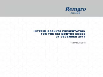 31 DECEMBER 2017  16 MARCH 2018  SALIENT FEATURES  Six months  Six months  31 Dec 2016  31 Dec 2017