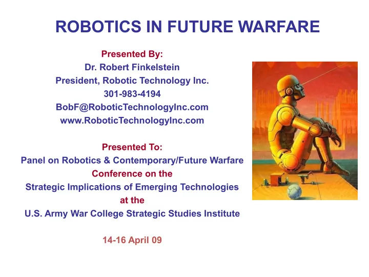 robotics in future warfare