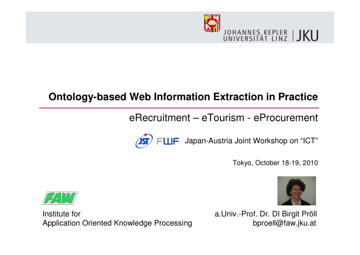 ontology based web information extraction in practice