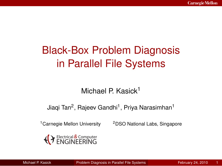 black box problem diagnosis in parallel file systems