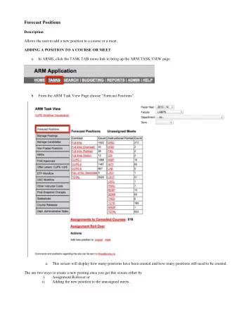 Forecast Positions  Description  Allows the user to add a new position to a course or a meet.