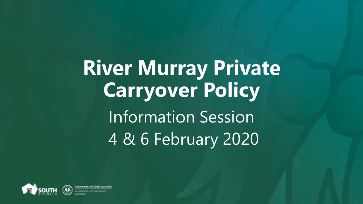 river murray private carryover policy