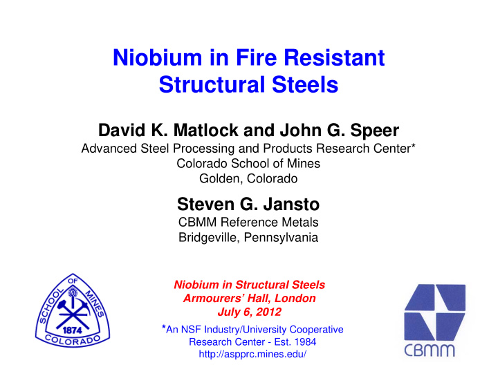 niobium in fire resistant structural steels