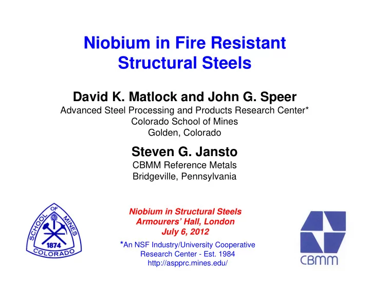 niobium in fire resistant structural steels