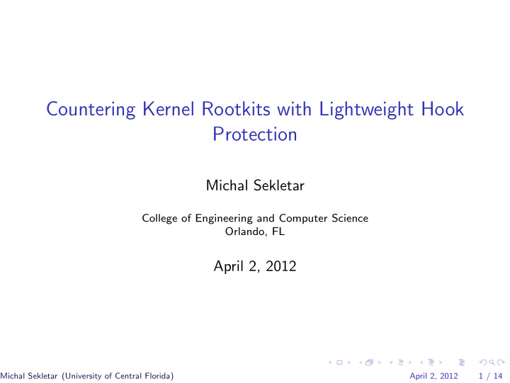 countering kernel rootkits with lightweight hook