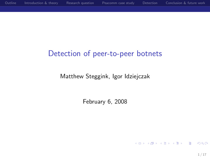 detection of peer to peer botnets